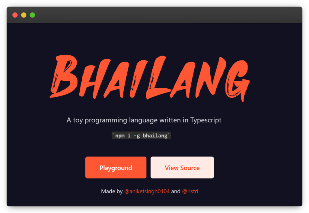 bhai lang programming language 